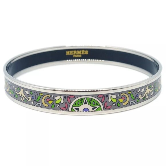 Hermes Enamel Cloisonne Ware Bangle Silver - Picture 1 of 9